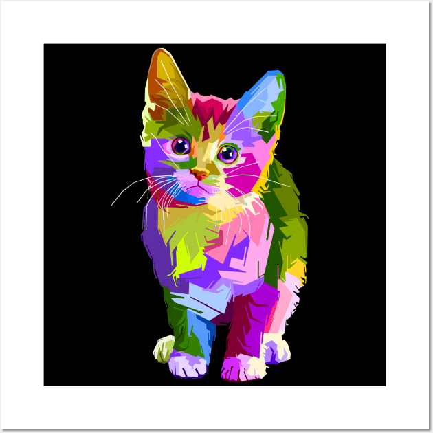 Neon Kitty Wall Art by LefTEE Designs